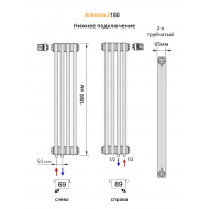 Радиатор Arbonia 2180/6 секций нижнее подключение цвет белый RAL 9016
